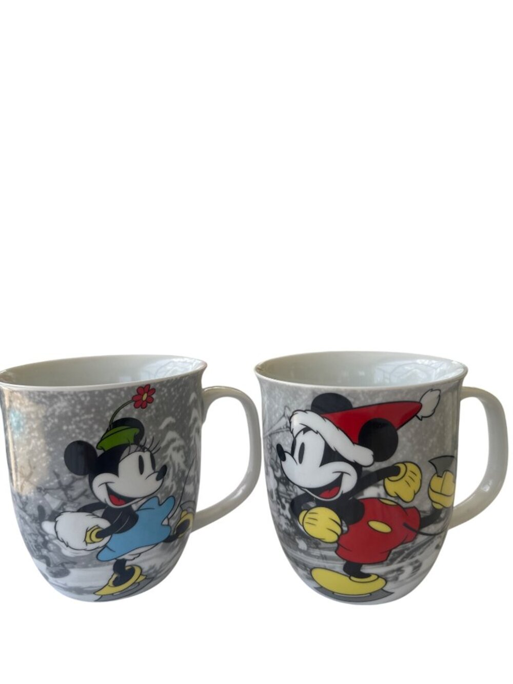 Disney Mickeys Vintage Holiday Ceramic Mugs Set Of 2 12 Oz Festive Christmas Mic